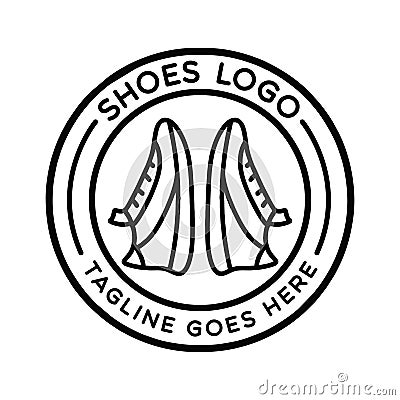 Shoes footwear Shop Monoline Logo Vector Vintage Emblem Design badge illustration Symbol Icon Vector Illustration