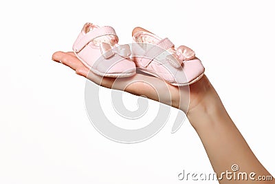 Shoes for girls in the women's hands Stock Photo