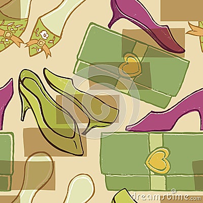 Shoes handbags fashion accessories Vector Illustration