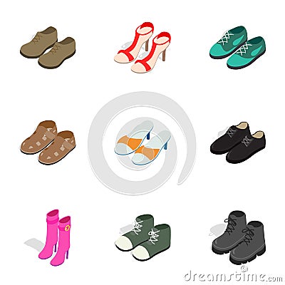 Shoes icons, isometric 3d style Vector Illustration