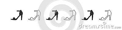 Shoes icons. Silhouette of ankle strap shoes. Shoes icons isolated on white background. Vector illustration Vector Illustration