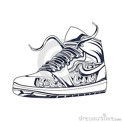 shoes satan inking illustration Vector Illustration