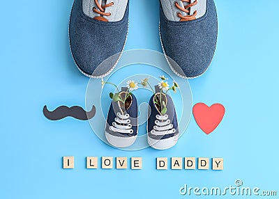 Shoes for men and children. Stock Photo