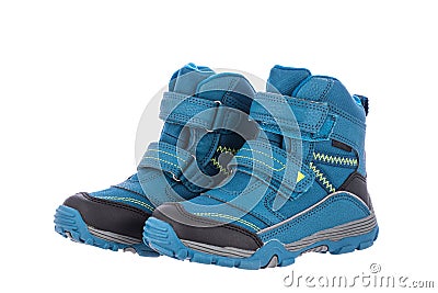 Shoes for outdoor sport,hiking,tourism, winter trekking for kids isolated on white background Stock Photo