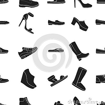 Shoes pattern icons in black style. Big collection of shoes vector symbol stock illustration Vector Illustration