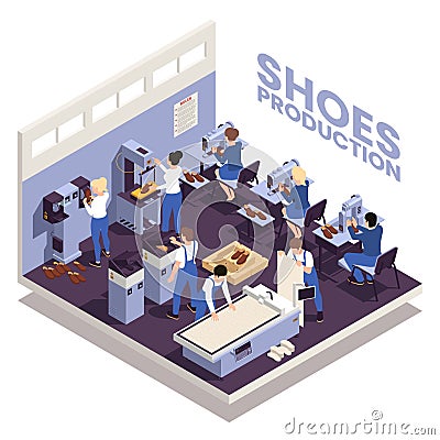 Shoes Production Design Vector Illustration