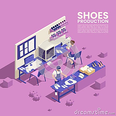 Shoes Production Poster Vector Illustration