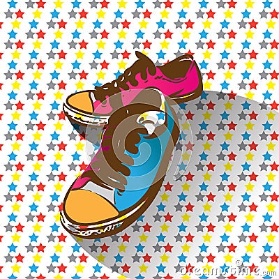 Shoes with retro and pop art style Vector Illustration