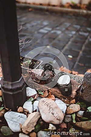 Shoes sculptures in budapest, Hungary Editorial Stock Photo