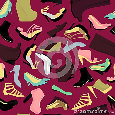 Shoes seamless pattern Cartoon Illustration