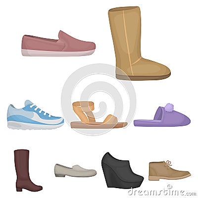 Shoes related icon set Vector Illustration