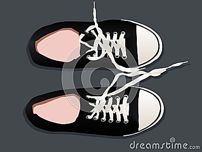Shoes sneakers on a gray backgroun Vector Illustration