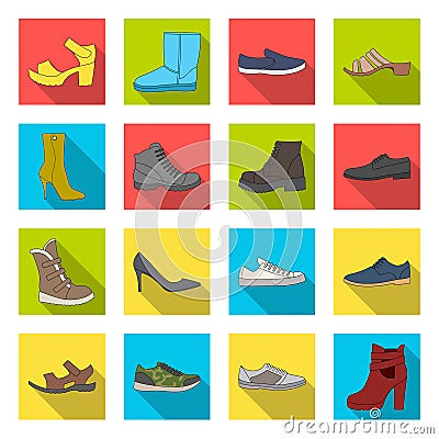 Shoes, style, heel and other types of shoes. Different shoes set collection icons in flat style vector symbol stock Vector Illustration