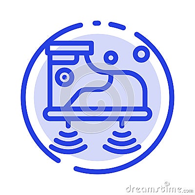 Shoes, Wifi, Service, Technology Blue Dotted Line Line Icon Vector Illustration