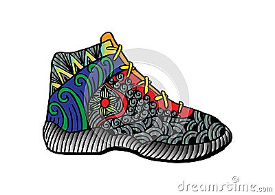 Shoes. Zentangle style. Cartoon Illustration