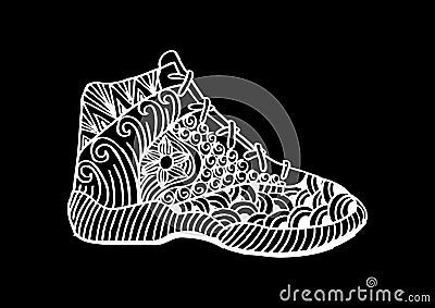 Shoes. Zentangle style. Cartoon Illustration