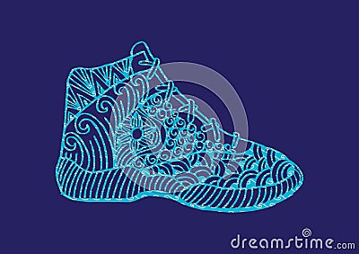 Shoes. Zentangle style. Cartoon Illustration