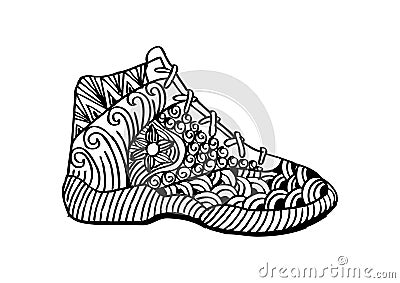 Shoes. Zentangle style. Vector Illustration