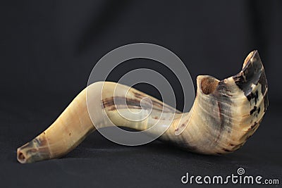 Shofar (horn) on white prayer talit. rosh hashanah (jewish holiday) concept . traditional holiday symbol. Stock Photo