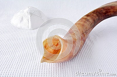 Shofar (horn) and Yamaka Stock Photo