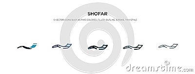Shofar icon in different style vector illustration. two colored and black shofar vector icons designed in filled, outline, line Vector Illustration