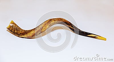 Shofar a tallit on white background - rosh hashanah jewesh holiday concept Stock Photo