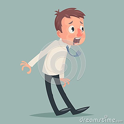 Shok Emotion Fear Horror Depression Stress Businessman Character Icon Retro Vintage Cartoon Design Vector Illustration Vector Illustration