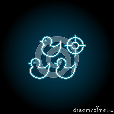 Shoot duck blue neon icon. Simple thin line, outline of amusement icons for ui and ux, website or mobile application Stock Photo