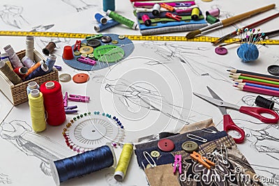 Fashion designer desk Stock Photo