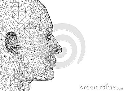 Human Head design - Architect Blueprint Stock Photo