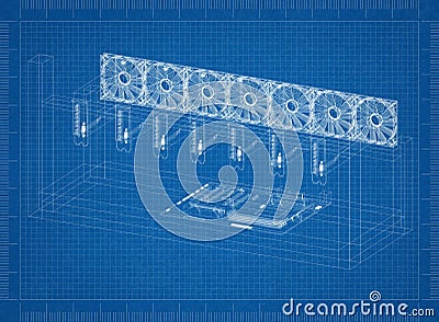 Mining Rig Architect blueprint Stock Photo