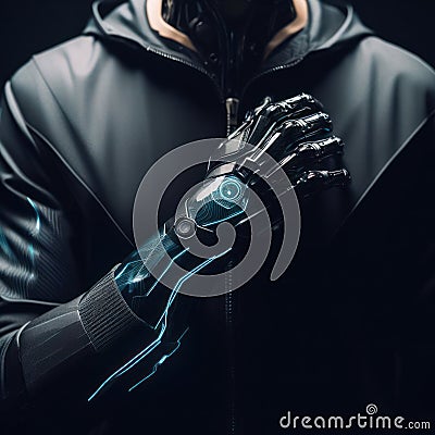 shoot of a person with futuristic robotic cybernetic enhancements Stock Photo