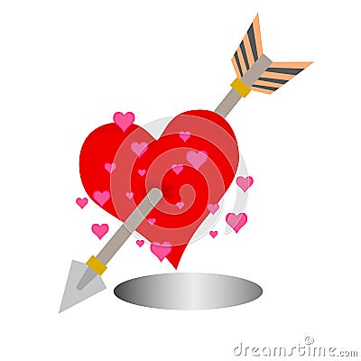 Archery arrow to love heart icon Vector Illustration