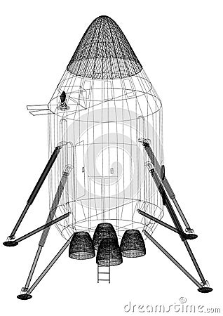 Space Capsule Architect blueprint - isolated Stock Photo