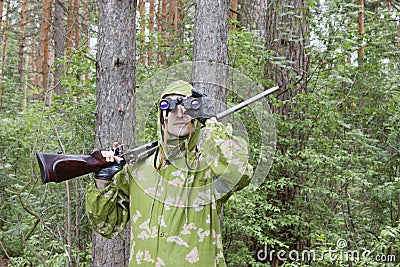 The shooter in camouflage Stock Photo