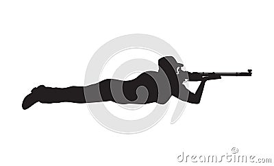 Shooter Prone Position Vector Illustration