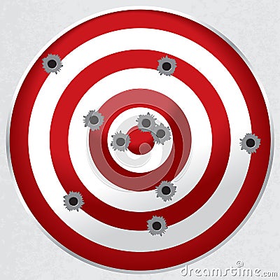 Shooting Range Gun Target with Bullet Holes Vector Illustration