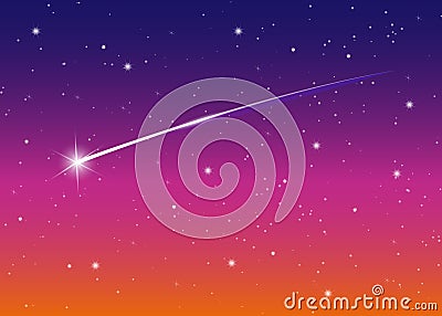 Shooting star background against dark blue starry night sky, vector illustration Vector Illustration