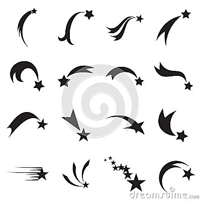 Shooting star icons. Falling star icons. Comet icons Vector Illustration