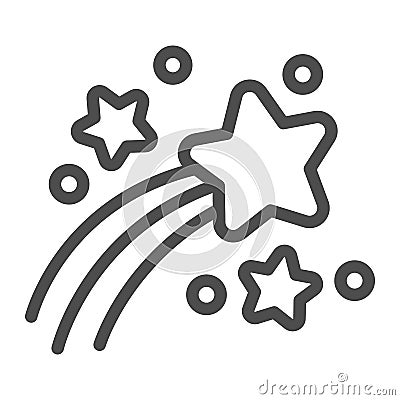 Shooting star line icon, astronomy and magic, make wish for falling star sign on white background, flying shiny stars Vector Illustration