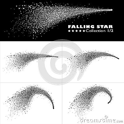Shooting Star Trail Vector Collection 1 - Falling Star Vector Illustration