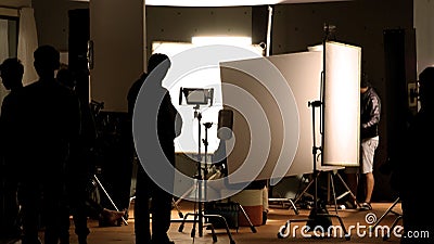 Shooting studio behind the scenes in silhouette images Stock Photo