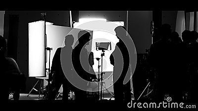 Shooting studio behind the scenes in silhouette images Stock Photo