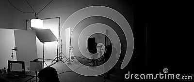 Shooting studio for photographer and creative art director with production crew team Stock Photo