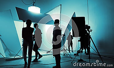 Shooting studio for photographer and creative art director with production crew team Stock Photo