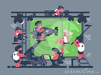 Shooting video clip in studio Vector Illustration