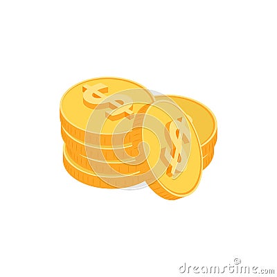 Gold coins isometric Vector Illustration