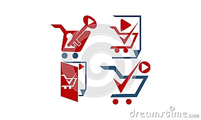 Shop Affiliation Marketing Video Tutorial Set Vector Illustration