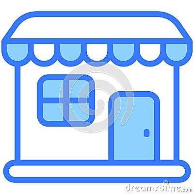 shop Blue Outline icon, Shopping and Discount Sale icon Vector Illustration
