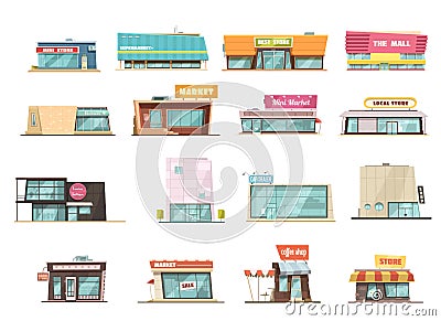 Shop Building Set Vector Illustration